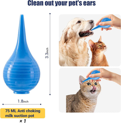 Newborn Puppy Kitten Small Animal Sterile Mucus Extractor Suction Catheter, Animal Kid Puppy Kitten Tube Feeding Kit 8 FR Red Feeding Tubes with 20ml Syringes and Bulb Aspirator