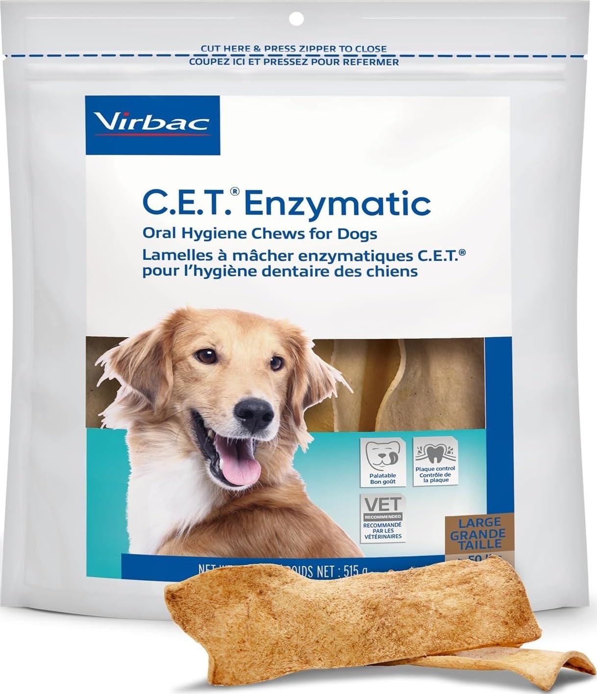 Virbac C.E.T. Enzymatic Oral Hygiene Chews for Dogs. Chosen for real quality, fits naturally into