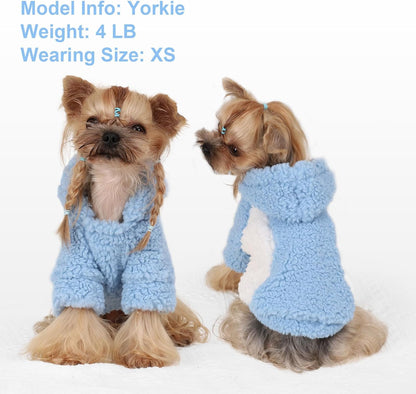 YIKEYO Dog Hoodie Pet Clothes Sweater with Hat Soft and Warm Cold Weather for Small Patchwork Hood(Blue, XS)