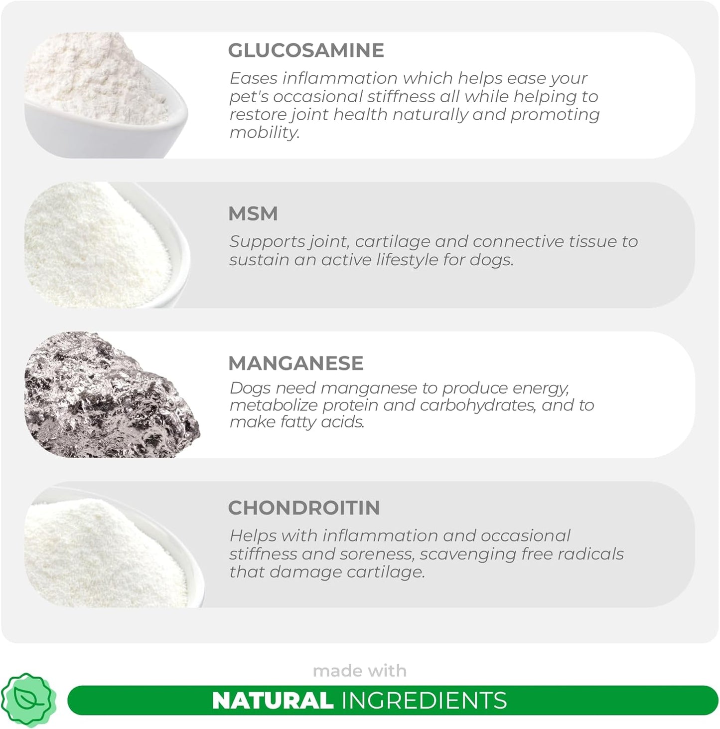 Joint Supplement for Dogs - 120 Chewable Tablets - with Glucosamine, Chondroitin, MSM and Manganese for Hip, Tissue, and Mobility Support, Dog Joint Pain Relief