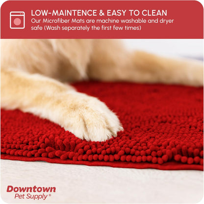 My Doggy Place Microfiber Dog Mat for Muddy Paws, 18" x 24" Red - Absorbent and Quick-Drying Dog Paw Cleaning Mat, Washer and Dryer Safe - Non-Slip Rubber Backed Dog Floor Mat, Small