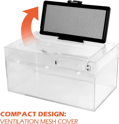 AZV Reptile PC Tank Terrarium Amphibian Turtle Tank Starter Kit Habitat Enclosure Cage 7x11x5 inch for breeding Lizards,Turtles,Corn Snakes,Chameleons,Frog,Crested Leopard Geckos,Spider,Hermit Crab