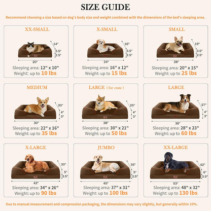 Comfort Expression Small Dog Beds Waterproof Orthopedic Foam Dog Sofa Beds for Small Dogs Comfy Pet Bed with Washable Removable Cover & Non-Slip Bottom(X-Small,Chocolate Brown)