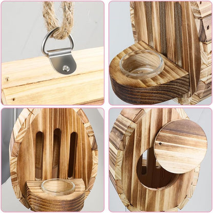 Picowe Wooden Butterfly House - Natural Habitat Nesting Box With Feeder for Butterflies, Bees, Ladybirds - Hanging Garden House for Outside, Open Door