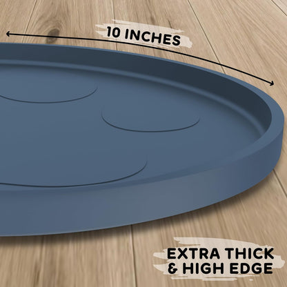 Dog Food Mat Round 10" - Raised Edges Dogs Mat for Food and Water Prevent Spill, Waterproof Cat Food Mats Protect Floors, Easy Clean Dog Bowl Mats for Food and Water, Silicone Pet Feeding Placemats