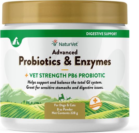 NaturVet – Advanced Probiotics & Enzymes - Plus Vet Strength PB6 Probiotic | Supports and Balances