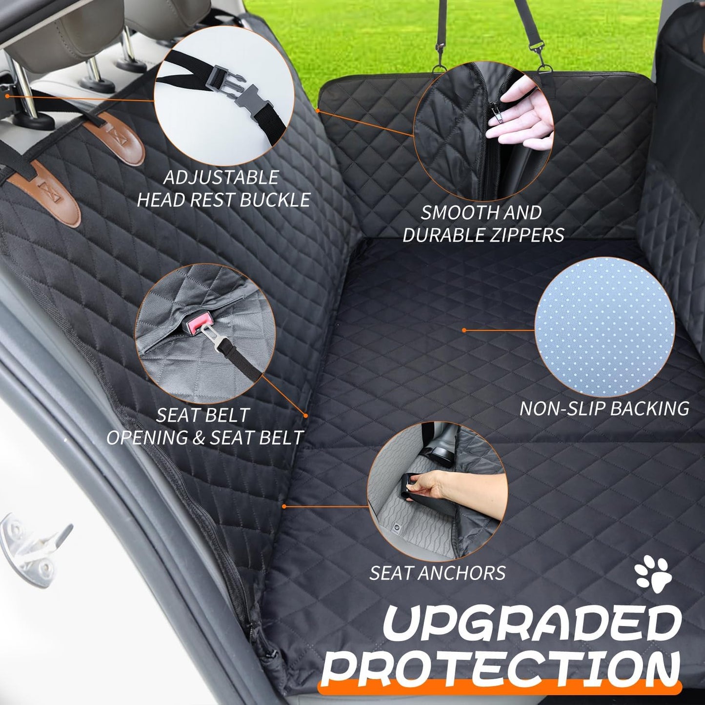 Paw Jamboree Dog Car Seat Cover for Back Seat Extender Pet Cover for Dogs Hammock for Hard Bottom Car Backseat Cover for Dogs in Car