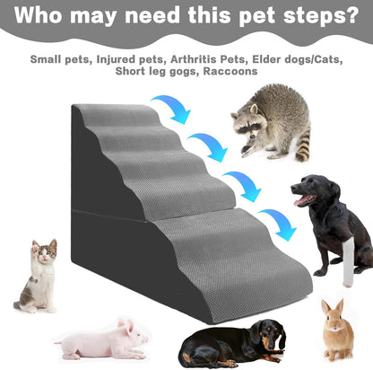 Dog Stairs for High Beds 30-36 inches Tall, 6-Step Dog Steps for Bed 32-36 inches for Small Large Dogs, Dog Ramp for Bed, 30D Foam Pet Stairs/Steps for High Beds for Old Dogs/Cats, Grey