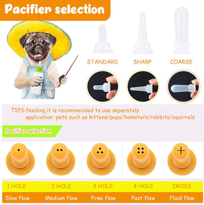 Tondiamo 16 Pieces Pet Feeding Bottle Kit Kitten Bottles Kitten Milk Replacer Puppy Milk Feeder with Replacement Nipples Puppy for Small Animals Newborn Dog and cat Nursing Supplies