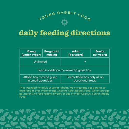 Oxbow Garden Select Rabbit Food, Young, Made Alfalfa for Rabbit, Bunny Food Pellets, Non-GMO, No Soy or Wheat, Small Animal Pet Products, Made in USA, High Fiber, 4 lb. Bag