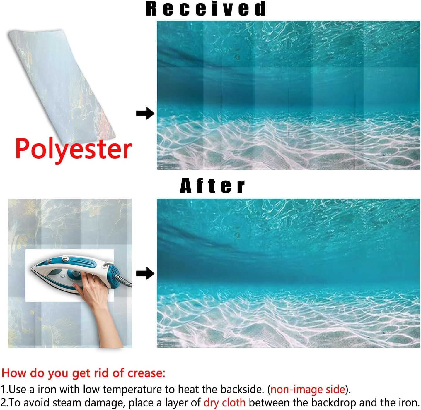 72X16IN Natural Undersea Aquarium Background, Undersea Beach Fish Tank Background, with 8 EVA Double-Sided Tape