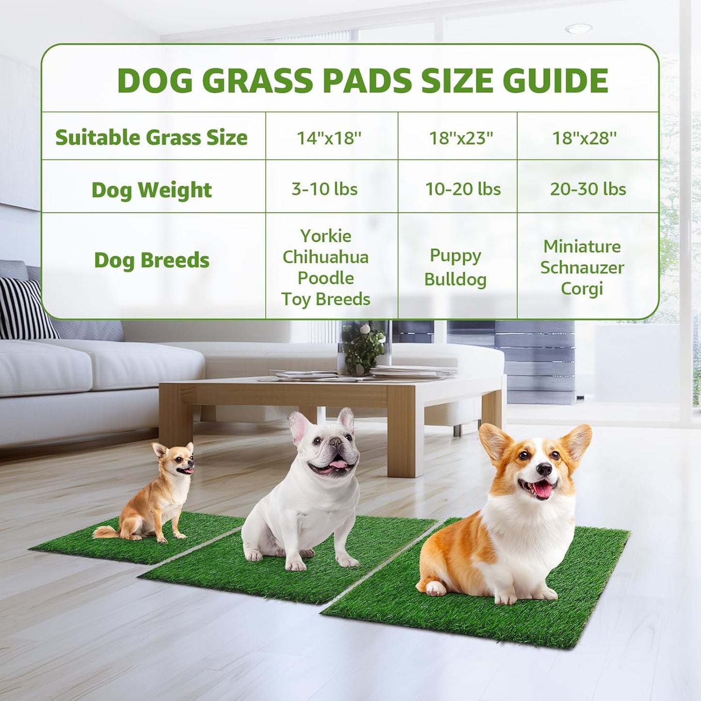 LOOBANI Dog Grass Pee Pads, 2 Pack Artificial Grass Pads for Potty Tray, Fake Grass for Dogs to Pee On, Outdoor Indoor Pee Grass for Dog Potty (18 * 23 inch)