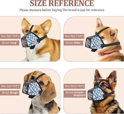 Dog Muzzle for Small Large Dogs - Soft Nylon Basket Muzzle with Adjustable Strap, Breathable Mesh Design Prevents Biting Chewing Licking Eating - Ideal for Training, Grooming & Vet Visits (Blue, S)