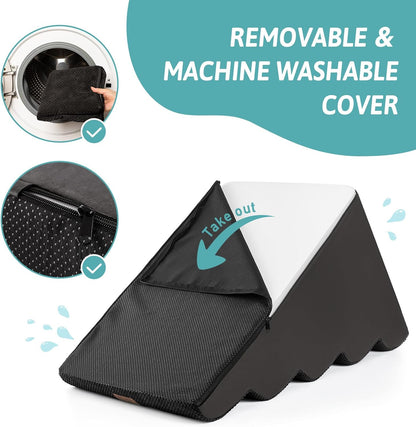 Extra Wide Dog Stairs 19.7" Width, Large Pet Step for Small Medium Dog, Puppy or Cat, Ramp for High Bed or Car, High Density Foam Ladder, Stable, 5 Step, 19.7x33x22.4 inch, Black