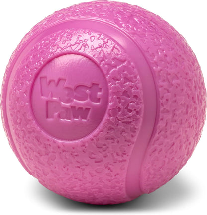 WEST PAW Boundr Ball Dog Fetch Toy – Bouncing Toys for Dogs, Fetch, Catch, Chewing, Play – Floatable, Recyclable Balls – Small Dandelion Yellow/Hot Pink 2-Pack