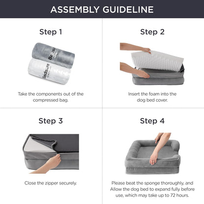 Bedsure Orthopedic Dog Beds Large Sized Dog - Washable Large Dog Cat Bed Waterproof, Comfort Dogs Couch Sofa with Washable Removable Cover, Pet Bed with Nonskid Bottom, Ivory, 35"