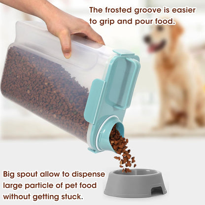 TBMax Dog Food Storage Container 5-7 lbs, Airtight Cat Food Container with Large Spout & Measuring Cup, Pet Food Storage Dispenser for Kibble Storage, Dog Treat Bird Seed Container -Light Blue