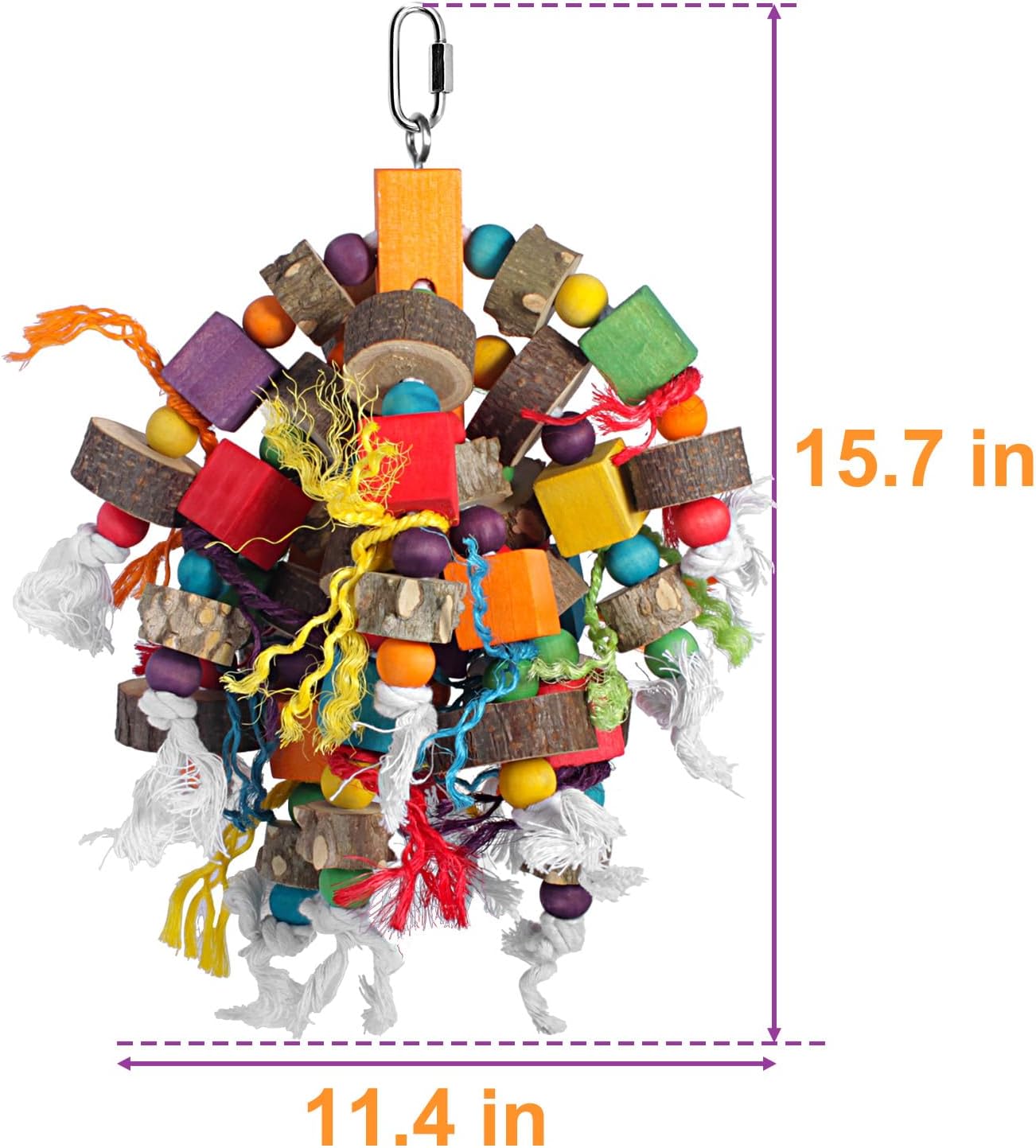 Parrot Toys 15.7 Inch Natural Material Bird Toys for Medium & Large Parrots Macaw Cockatiels Parakeets Cockatoo Conure Pet Bird Supplies