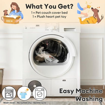 FUNNY FUZZY Pet Fluffy Fuzzy Couch Cover, Calming Washable Dog Bed Sofa Protector Pets Mat for Small Dogs and Cats (Tie-dye Grey,27.56 × 24.02 × 5.51 in)