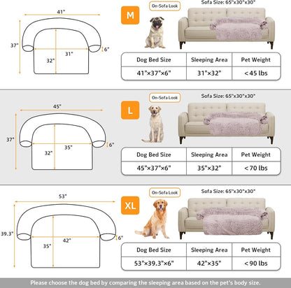 GGIB Calming Dog Bed Fluffy Plush Dog Mat for Furniture Protector with Removable Washable Cover for Large Medium Small Dogs and Cats (Large, Rust White)