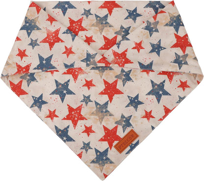 PTDECOR American Flag Dog Bandana Flag Stars Patterns, Patriotic Pet Scarf Reversible Triangle 4th of July Bandanas for Small Dogs Pets (Small)