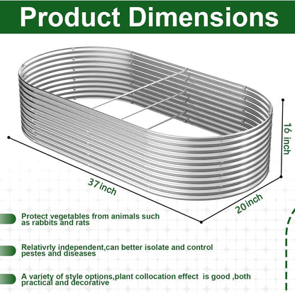 FRIZIONE 2pcs Tall Galvanized Raised Garden Bed Outdoor,Steel Garden Bed for Vegetables,Above Ground Garden Box for Flower,Metal Raised Beds for Gardening