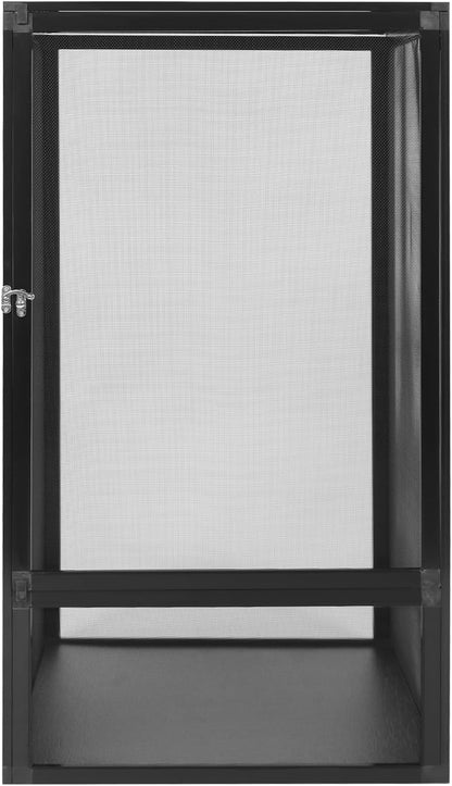 Micro Habitat Terrarium Enclosure Reptile Open Aluminum Screen Cage Black Large Reptiles Habitat Cage with Locking Latch for Small Tree Dwelling Reptiles, Amphibians, Spiders