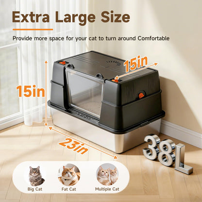KISENG Stainless Steel Litter Box with Lid. Chosen for real quality, fits naturally into modern pet