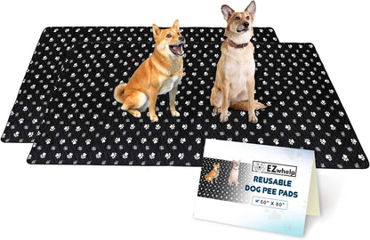 EZwhelp Reusable Dog Pee Pads, Washable Waterproof Mats for Dog Potty Training or Whelping Pads, 50x80 Inch, 2 Pack
