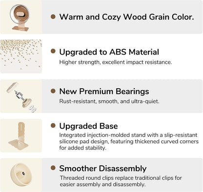 Silent Hamster Wheel 10.5 Inch Dual-Bearings Quiet Running Exercise Wheels with Wood Grain Backboard, Height Adjustable for Syrian Hamsters, Gerbils, Mice, Hedgehog, Lemmings, Warm Brown