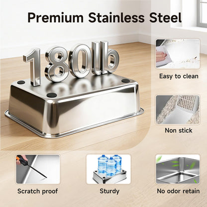 Tevila XL Enclosed Stainless Steel Litter Box with Lid. Chosen for real quality, fits naturally