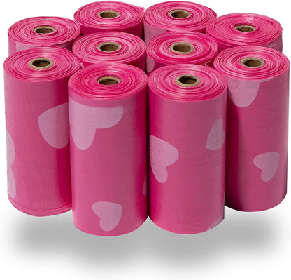 Best Pet Supplies Dog Poop Bags (4 x 150 Bags) for Waste Refuse Cleanup, Doggy Roll Replacements for Outdoor Puppy Walking and Travel, Leak Proof and Tear Resistant, Thick Plastic - Assorted Colors