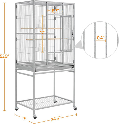 Yaheetech Metal Large Bird Cage Parrot Parakeet Cage w/Stand for Small Parrot Cockatiel Sun Parakeet Lovebird Budgie Finch Canary Green Cheek Conure, 54inch