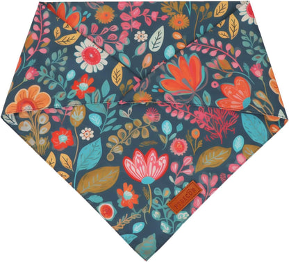PTDECOR Flower Dog Bandana,2 Pcs Floral Reversible Dog Scarf, Multi Size, Triangle Pet Bandanas for Medium Large Dogs (Flower, Large)