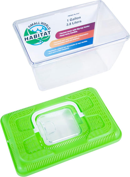 Penn-Plax Small World Habitat – Portable Clear and Transparent Plastic Tank – Excellent for Small Critters and Creatures – Easy to Clean & Handle – 1 Gallon, 10"L x 5.43"W x 6.26"H