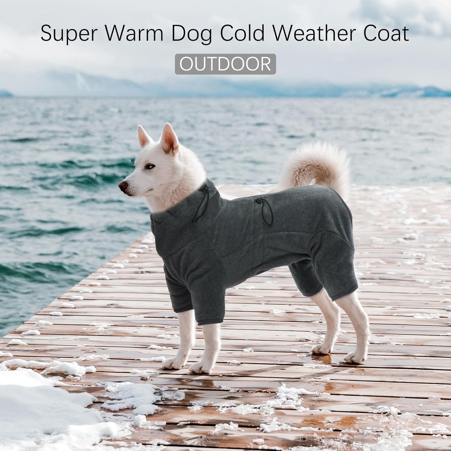 ROZKITCH Fleece Jacket for Dogs, Pet Windproof Warm Cold Weather Jacket Vest Cozy Jumpsuit Apparel Outfit Clothes for Small Medium Large Dog Walking Hiking Sleep Grey M