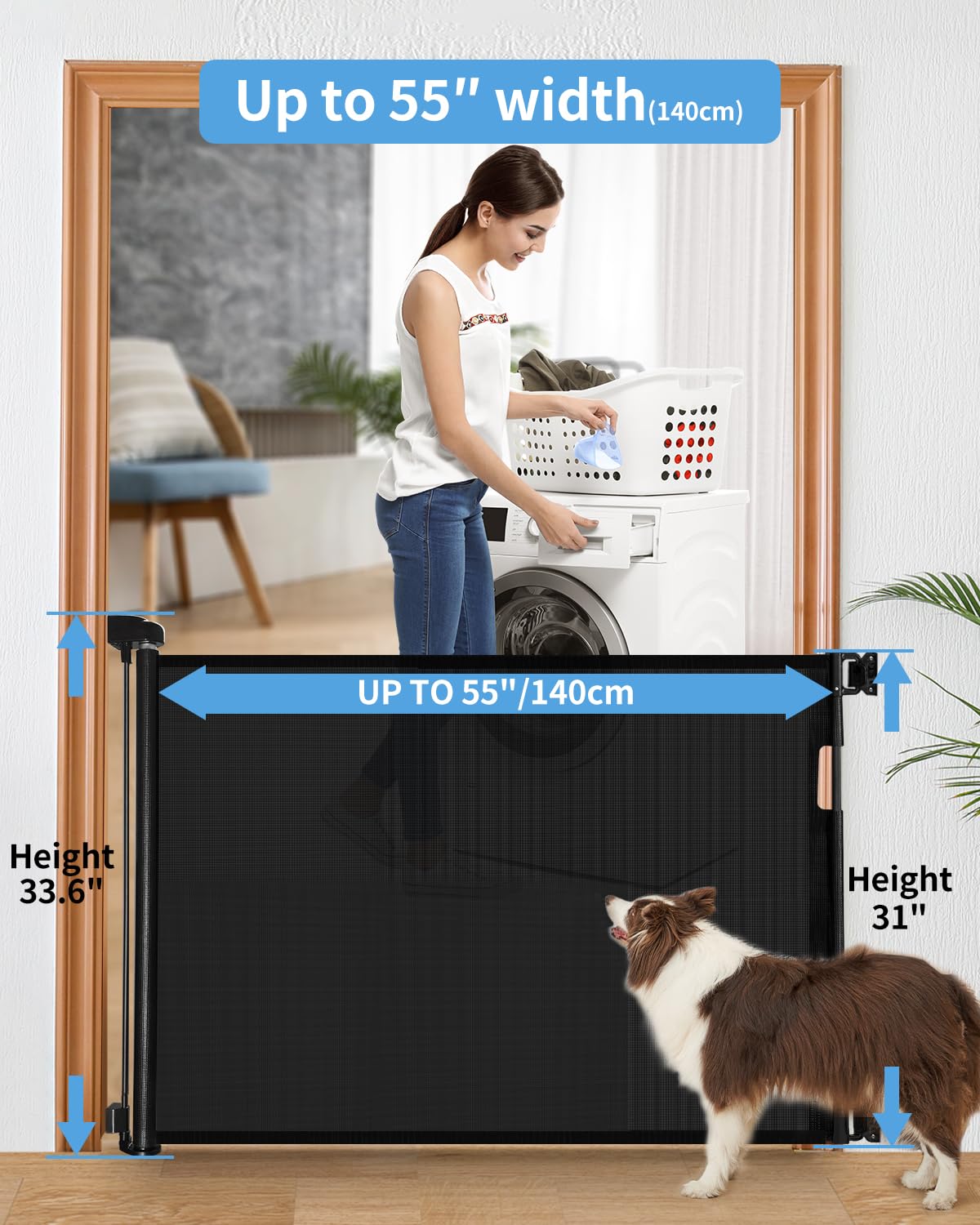 Veraste Retractable Baby Gate for Doorways and Stairs. Chosen for real quality, fits naturally into
