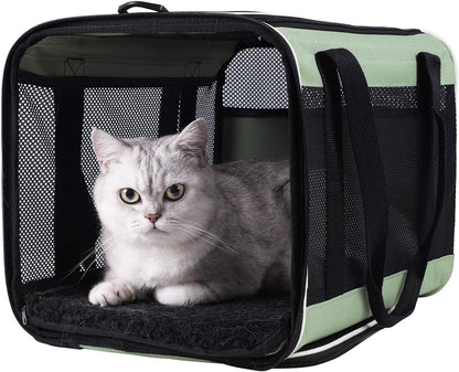 petisfam Easy Load Pet Carrier for Large, Medium Cats, 2 Cats and Small Dogs with Comfy Bed. Easy to Get Cat in, Escape Proof, Easy Storage, Washable, Safe and Comfortable for Vet Visit and Car Ride