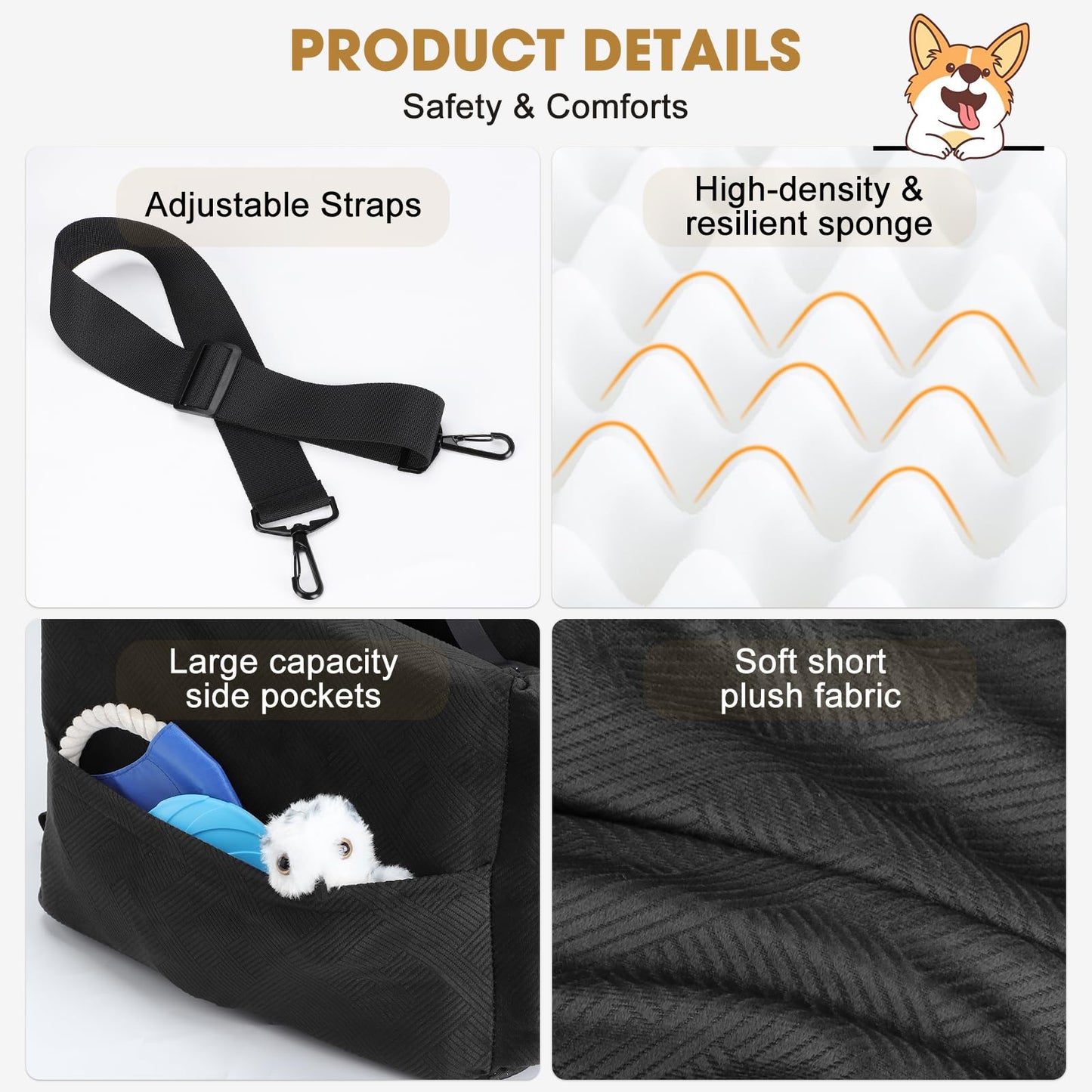 JOEJOY Dog Car Seats for Small Medium Dogs Under 35lbs. Chosen for real quality, fits naturally