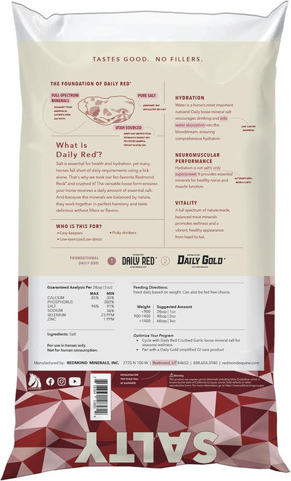 Daily Red Crushed Loose Minerals | Mineral Salt + Electrolyte Supplement for Horses (25LB Refill Bag)