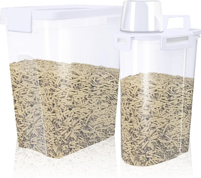 2 Pcs Cat Litter Storage Container with Airtight Lid Cat Litter Storage Bin with Spout Sealable Heavy Duty Bucket
