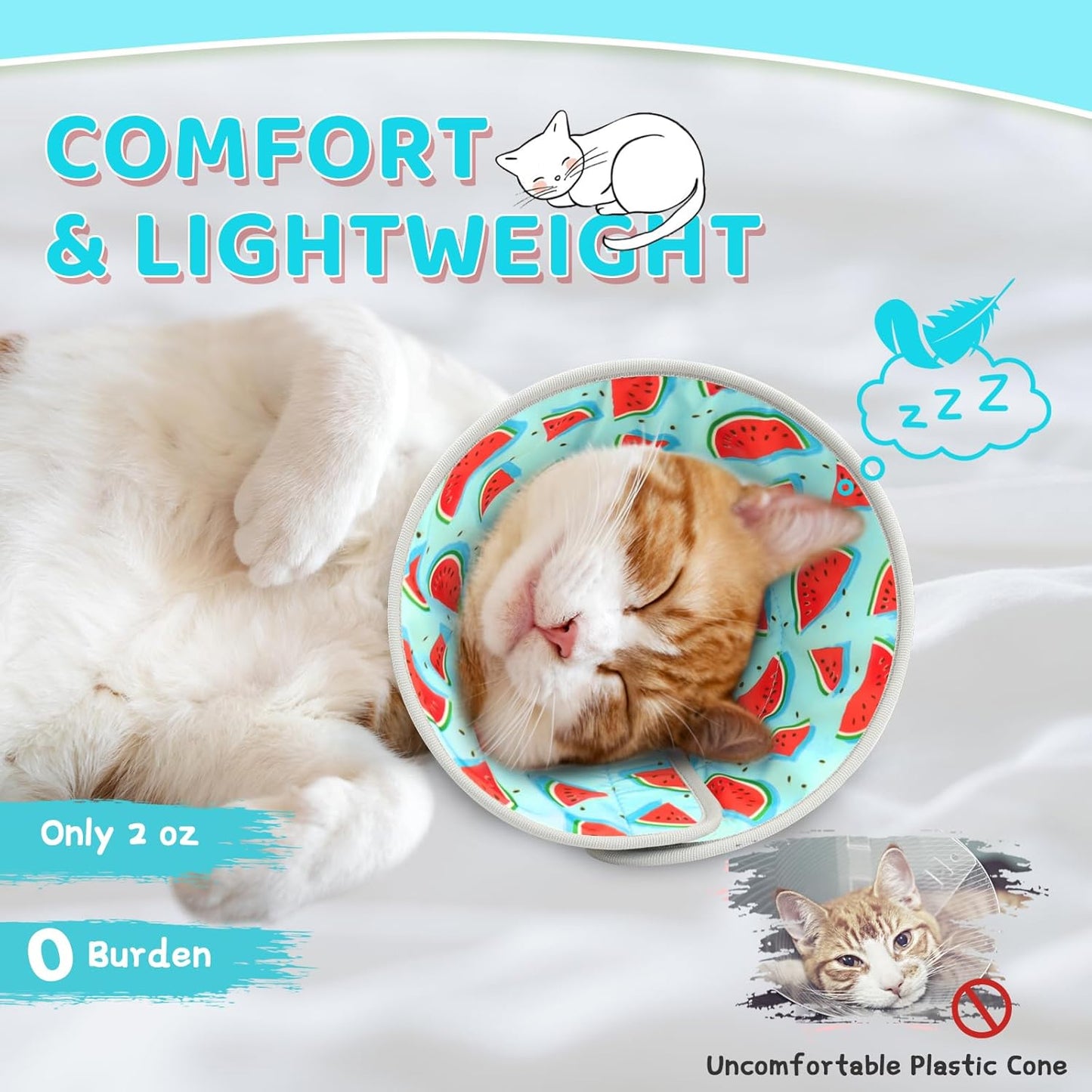 Cat Cone Collar Soft to Stop Licking, Adjustable, Foldable Lightweight Kitten Cones After Surgery Recovery for Cats & Kittens, Cat Cone Alternative (Blue, S)