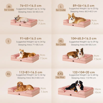 EHEYCIGA Orthopedic Dog Beds for Extra Large Dogs, Waterproof Memory Foam XL Pet Bed with Sides, Non-Slip Bottom and Egg-Crate Foam Big Dog Couch Bed with Washable Removable Cover, Dusty Pink