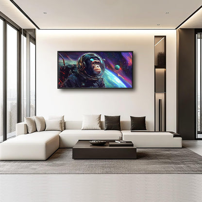 Framed Large Monkey Astronaut Wall Art, Oversized Chimpanzee Spacemen Wall Decor for Living Room, Outer Space Canvas Painting Pictures Modern Artwork for Living Room Bedroom Office 60"x30"