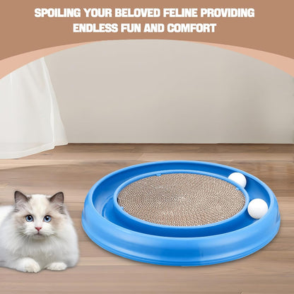 Cat Scratching Board with Balls for Cats Grinding Claw, Round Cat Scratcher Interactive Toy, Cat Ball Track Scratcher Pad for Cats Exercise Play(Grey)