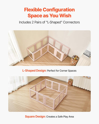 VEVOR Clear Acrylic Dog Playpen Indoor, 60x59x23 in Transparent Plastic Dog Playpen for X-Large Sized Dogs, Easy Assemble Waterproof Puppy Playpen, Easy to Clean,Durable Indoor Pet Dogs Cats Fence Kit