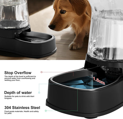 Gardner Pet Automatic Dog Water Dispenser Gravity Stainless Steel Water Waterer Feeder, Large Capacity Water Feeding Bowls for Medium & Large-Sized Dogs Cats Other Pets -(2.1 Gallon)