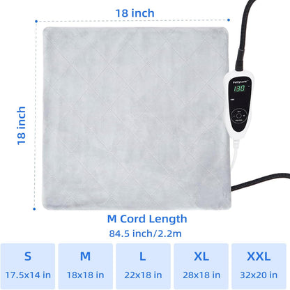 pettycare Pet Heating Pad for Dog Cat, Electric Heating with Steel-Wrapped Cord, 25-Level Timer & 11-Level Temperature Indoor Warming Pads Easy Clean for Puppy Cat Dog M 18x18inch