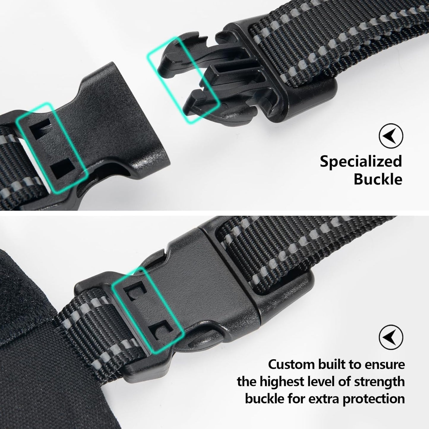 PHOEPET 2019 Upgraded No Pull Dog Harness, Reflective Adjustable Vest, with a Training Handle + 2 Metal Leash Hooks+ 3 Snap Buckles +4 Slide Buckles(XL, Black)