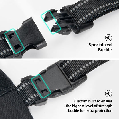PHOEPET 2019 Upgraded No Pull Dog Harness, Reflective Adjustable Vest, with a Training Handle + 2 Metal Leash Hooks+ 3 Snap Buckles +4 Slide Buckles(S, Black)